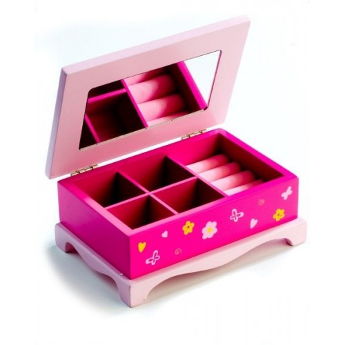 Skrinka šperkovnice Princess, zrkadlo, drevo 17x7x11,5cm 00100023