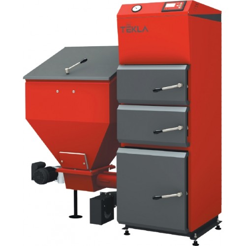 TEKLA Draco DUO VERSA 30 kW Automatický oceľový kotol, násypka vľavo