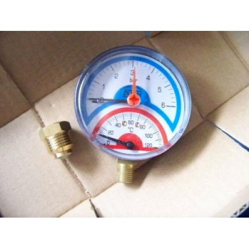 GEOS AGT termomanometr Priemyselny spodni 63mm,0-120C, 1/4 "x1 / 2", 2450