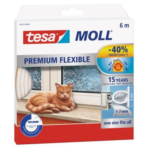 TESA MOLL Silikónové samolepiace tesnenia, 6m, biele 05417-00100-01