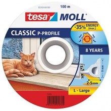 TESA MOLL Gumové tesnenie, biele, na okná a dvere, P profil, bubon 100m 55703-00100-00