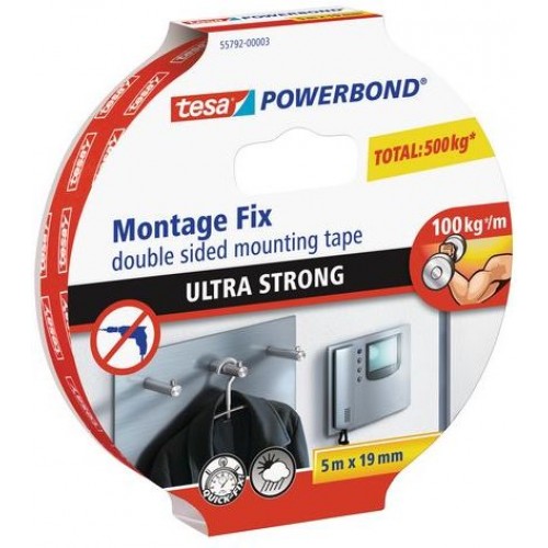 TESA Powerbond Ultra Strong obojstranná montážna páska, biela, 5m x 19mm 55792