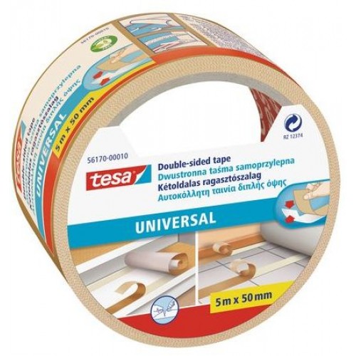 TESA Obojstranná kobercová páska Universal, biela, 5m x 50mm 56170