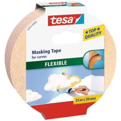 TESA Maskovacia páska Flexible, na oblúky, silne krepovaná, okrová, 25m x 30mm 56362