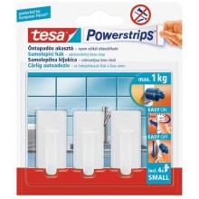 TESA Powerstrips háčik obdĺžnikový malý háčik biely plast, nosnosť 1kg 57530-00131-01