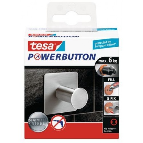 TESA Powerbutton háčik CLASSIC, matná nerez oceľ, štvorcový, nosnosť 6kg 59332-00000-00