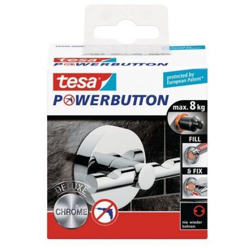 TESA Powerbutton háčik DELUXE, lesklý chróm, kruhový, nosnosť 8kg