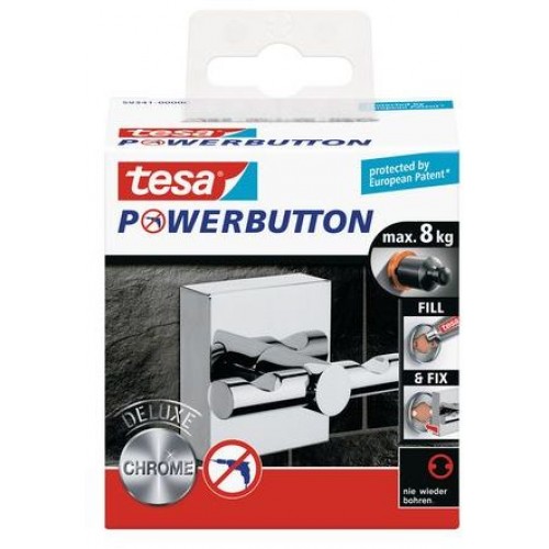 TESA Powerbutton háčik DELUXE, lesklý chróm, štvorcový, nosnosť 8kg