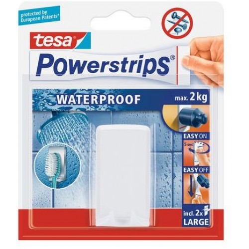 TESA Powerstrips Waterproof háčik vodeodolný, na zubnú kefku, biely plast, nosnosť 2kg