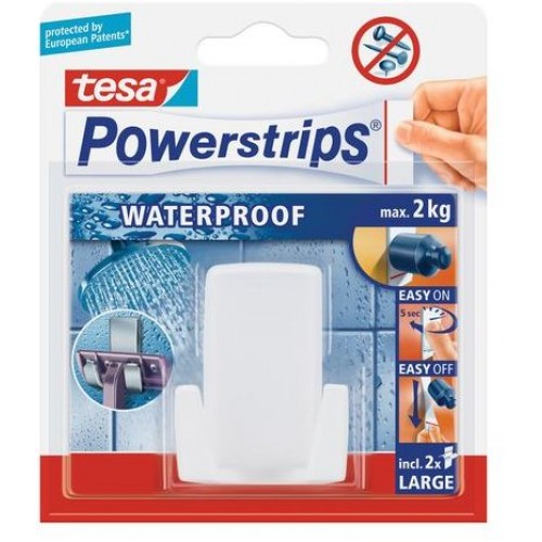 TESA Powerstrips Waterproof háčik vodeodolný, na holiaci strojček, biely plast, nosnosť 2k