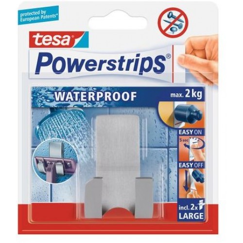 TESA Powerstrips Waterproof háčik vodeodolný, na holiaci strojček, nerez oceľ, nosnosť 2kg