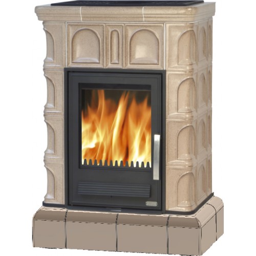 ABX Britania K, kachľová pec na drevo s kombi vložkou (liatina/plech),kachľ. sokel,ahorn