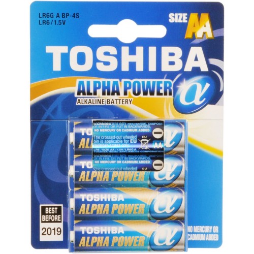 TOSHIBA Alkalická batéria LR6 4BP AA Alpha 35040095 TOSHIBA Alkalická batéria LR6 4BP AA Alpha 35040095