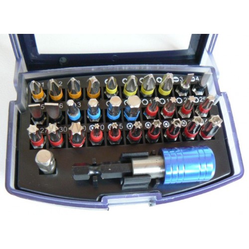 Sada bitov 1/4 ", PL, PH, PZ, inbus, torx, torx-vrt., 32 dielov, S2, 100-02189 Sada bitov 1/4 ", PL, PH, PZ, inbus, torx, torx-vrt., 32 dielov, S2, 100-02189