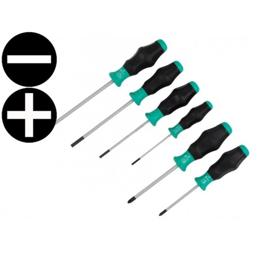 Skrutkovače Kraftform Comfort ploché PL3-PL6.5, krížové PH1-PH2, 6 ks, 102-031551