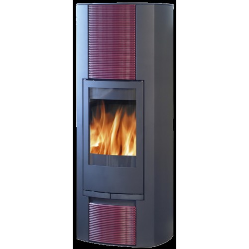 ABX Turku Aqua Krbové kachle na drevo s teplovodným výmenníkom, kachle bordó