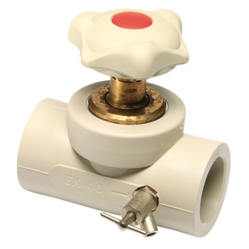 PPR ventil priamy plastový s výpustným ventilom 40mm pravý, 60604000 PPR ventil priamy plastový s výpustným ventilom 40mm pravý, 60604000