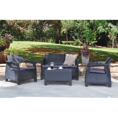 Záhradný set CORFU anthracit + šedá, 204285 Záhradný set CORFU anthracit + šedá, 204285