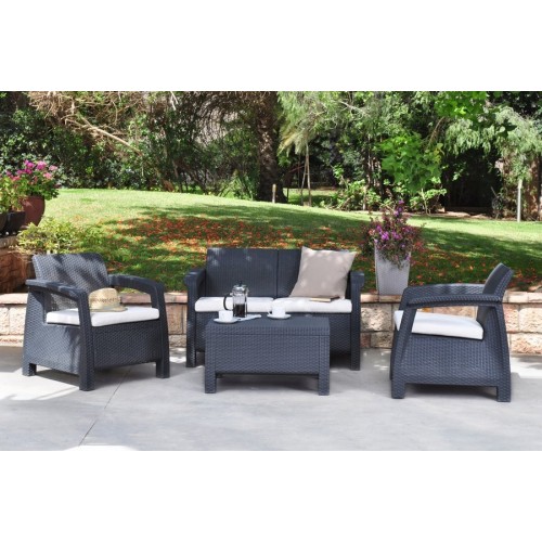Záhradný set CORFU anthracite + white