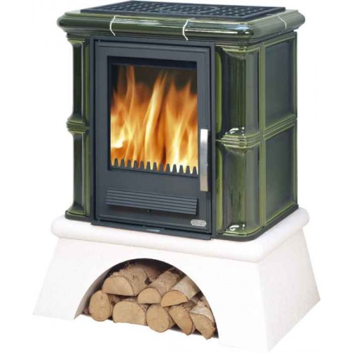ABX Bavaria L 4,2 kW Kachľová pec na drevo s lit. vložkou,výmenníkom,sedliacky sokel,ahorn