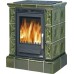 ABX Helvetia K kachľová pec na drevo s kombi vložkou (liatina/plech), kachľ. sokel, zelená