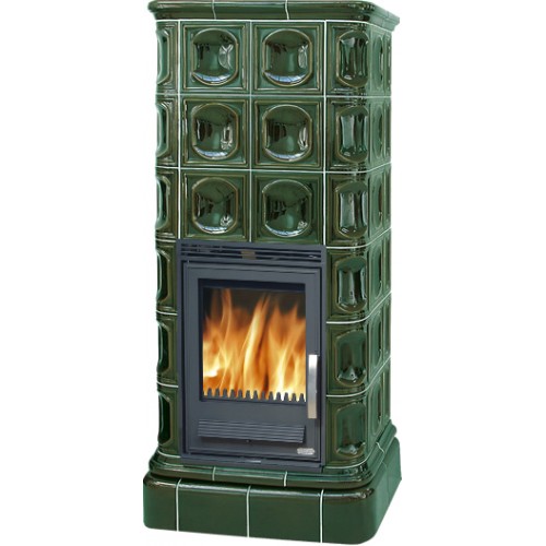 ABX Kaledonie L Kachľová pec na drevo s liatinovou vložkou, výmenníkom, zelená ABX Kaledonie L Kachľová pec na drevo s liatinovou vložkou, výmenníkom, zelená