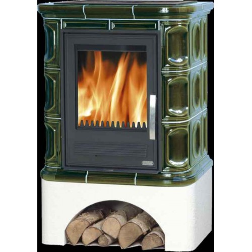 ABX Regina K, kachľová pec na drevo s kombi vložkou (liatina / plech), zelená ABX Regina K, kachľová pec na drevo s kombi vložkou (liatina / plech), zelená