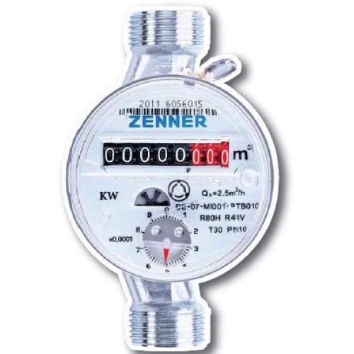 ZENNER Bytový vodomer ETKD-M 2,5-110-1 / 2 "R80H40V na studenú vodu 999119680