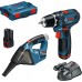 BOSCH GSR 12V-15 Aku vŕtací skrutkovač + GAS 18V Aku vysávač 0615990GE3