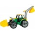 Traktor s lyžicou a bagrom plast zeleno-žltý 65cm v krabici od 3 rokov