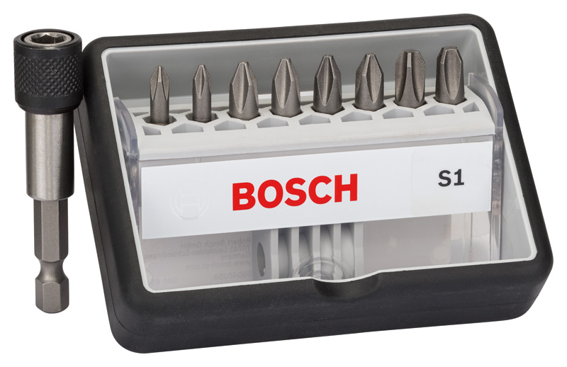BOSCH (8 +1) dielna sada skrutkovacích bitov Robust Line, S Extra-Hart 2607002560