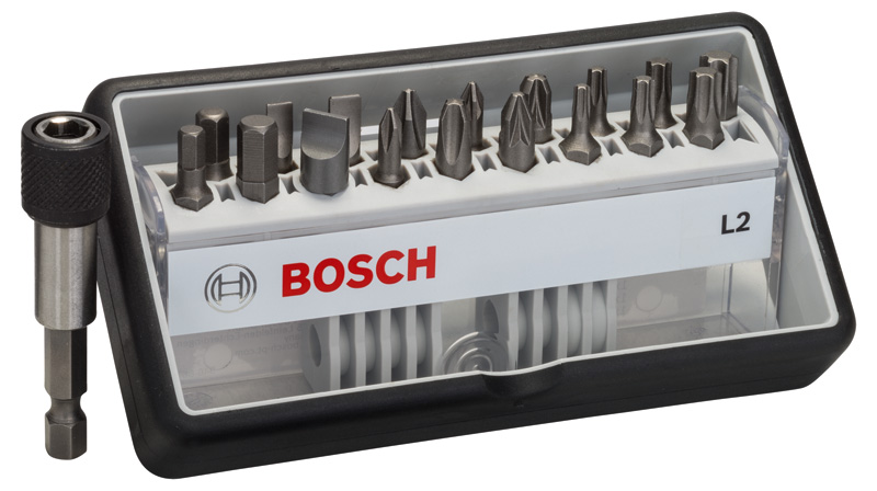 BOSCH (18 + 1) dielna sada skrutkovacích bitov Robust Line, L Extra-Hart, 2607002568