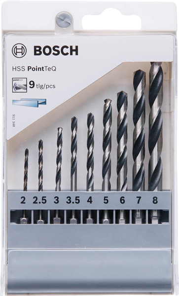 BOSCH 9-dielna sada vrtákov HSS PointTeQ so šesťhrannou stopkou, 2 – 8 mm 2607002826