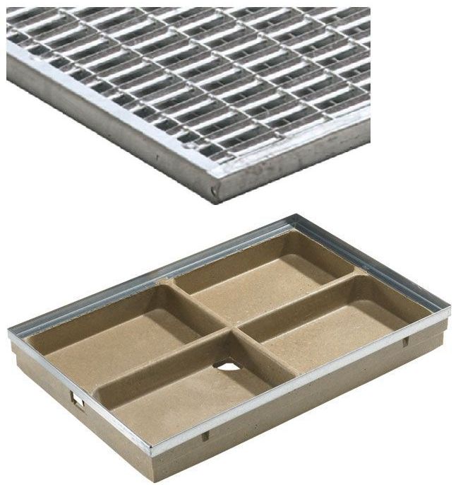 ACO Vario rohožka, vaňa z polymérbetónu s pozinkovaným roštom 60 x 40 cm 00398+01207