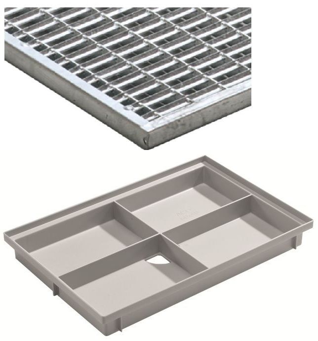ACO Vario rohožka, plastová vaňa (PP) s pozinkovaným roštom 60 x 40 cm 82400+01207