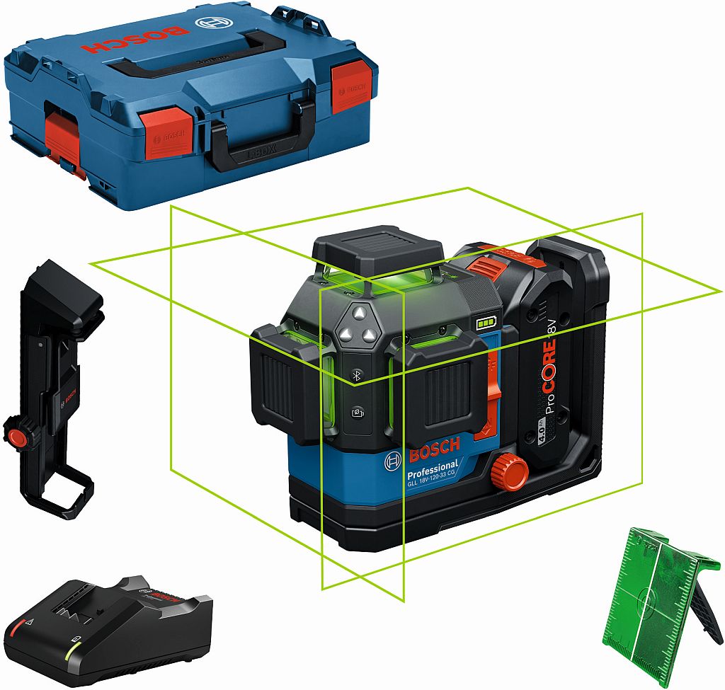BOSCH GLL 18V-120-33 CG PROFESSIONAL Líniový laser, L-BOXX, 1× 18V 4,0 Ah 136 0601065100