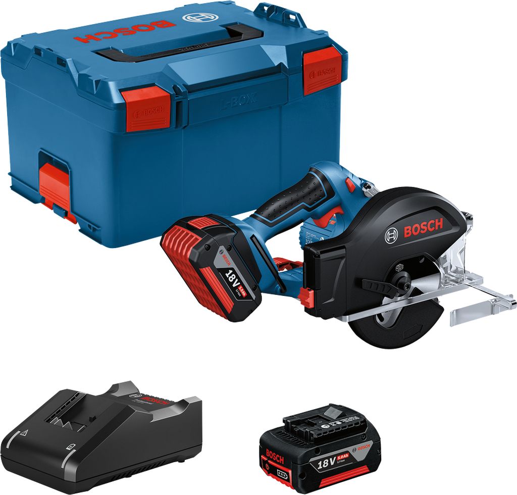 BOSCH GKM 18V-50 PROFESSIONAL Okružná píla 2x 5,0 Ah, GAL18V-40 L-BOXX 06016B8002