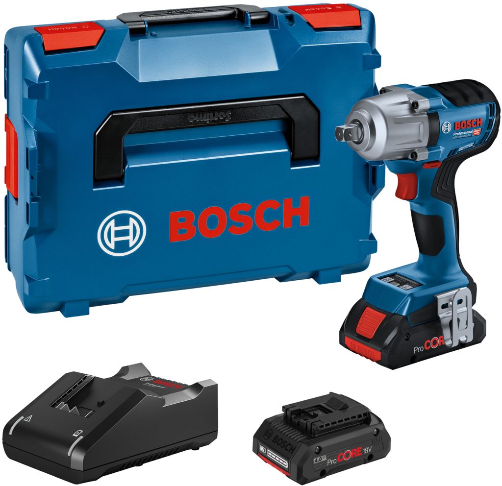 BOSCH GDS 18V-450 PC Aku rázový uťahovač, L-BOXX, GAL 18-40, 2x 4.0Ah 06019K4102