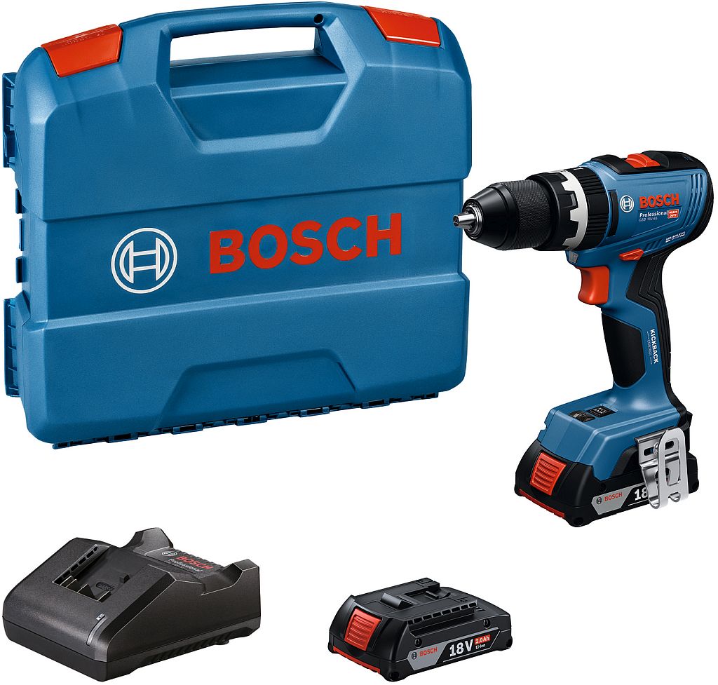 BOSCH GSB 18V-65 PROFESSIONAL Príklepová vŕtačka, 2x 2.0Ah, L-Case 06019N3100