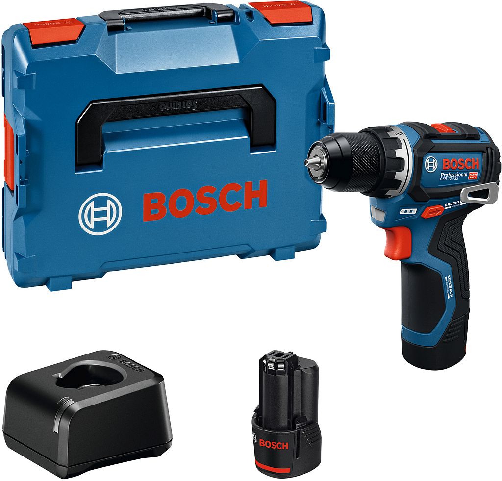 BOSCH GSR 12V-32 PROFESSIONAL Akumulátorový vŕtací skrutkovač, 2x 2.0Ah, L-Boxx 06019N7002
