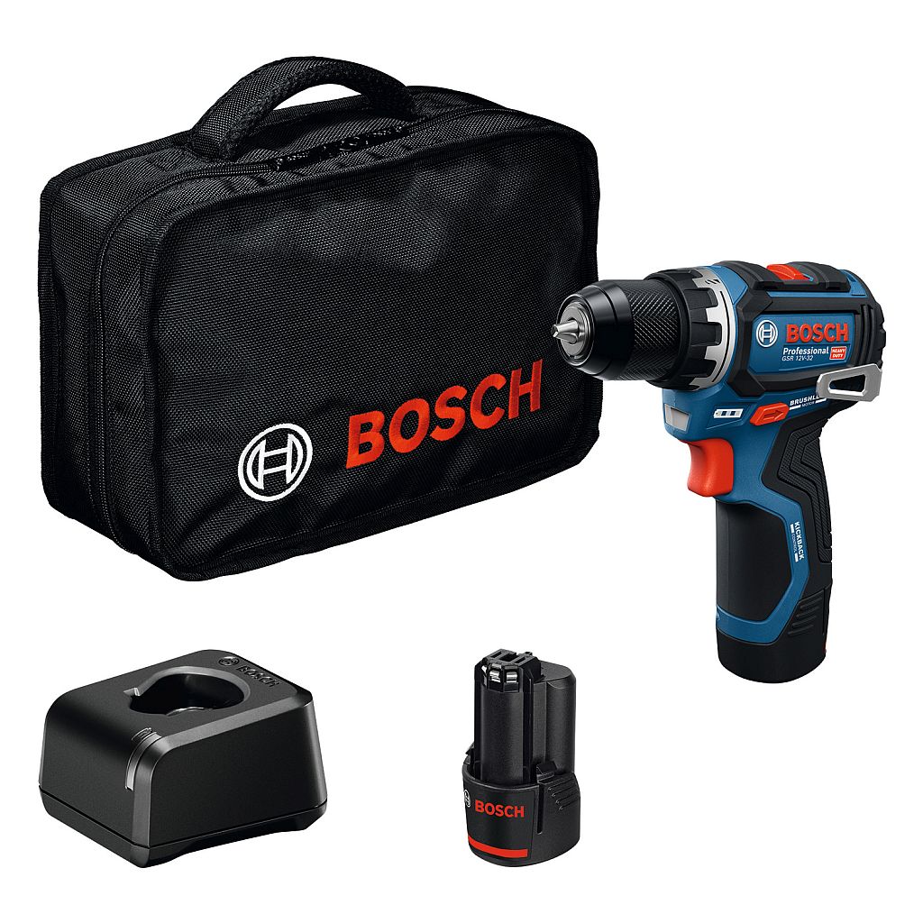 BOSCH GSR 12V-32 PROFESSIONAL Akumulátorový vŕtací skrutkovač, 2x 2.0Ah, Taška 06019N7003