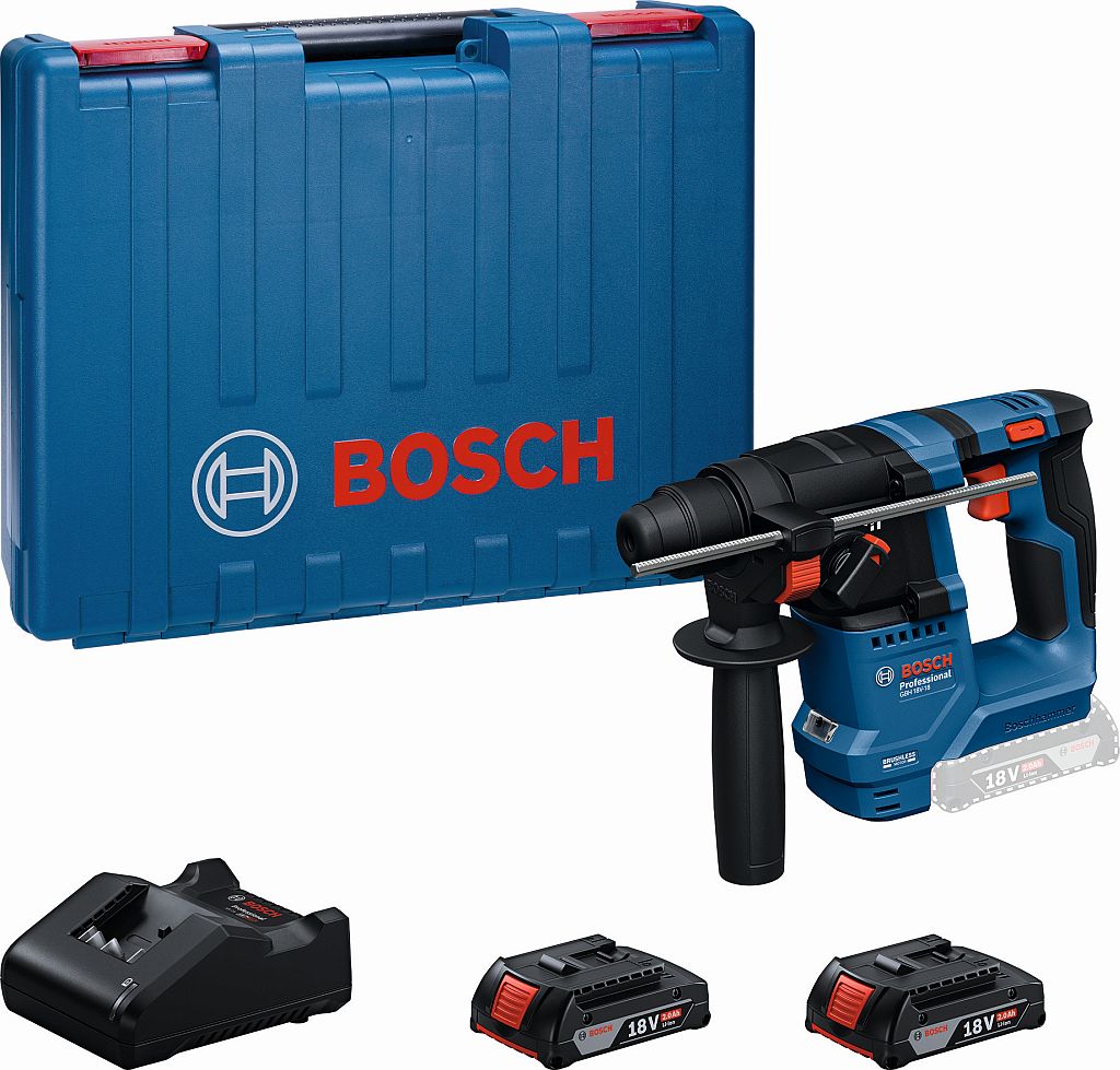 BOSCH GBH 18V-18 PROFESSIONAL Vŕtacie kladivo s upínaním SDS plus, 2× 2,0 Ah 0611927001
