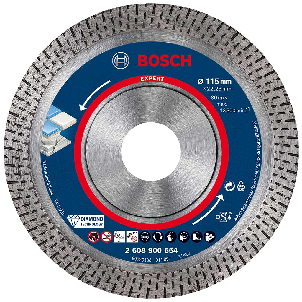 BOSCH Diamantový rezací kotúč EXPERT HardCeramic, 115 x 22,23 x 1,4 x10 mm 2608900654