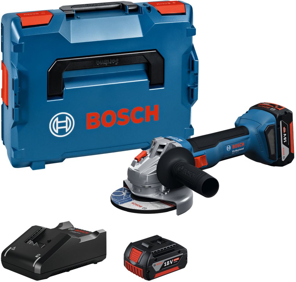 BOSCH GWS 18V-8 PROFESSIONAL Akumulátorová uhlová brúska, 2x 4,0 Ah, L-BOXX 136 06019N9002