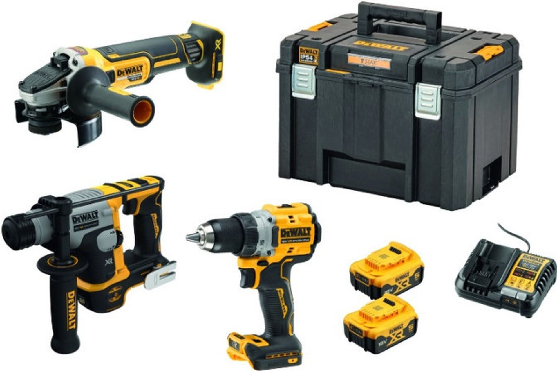 DeWALT DCK355P2T Combo sada (DCD800+DCG405+DCH172)+(18V/2x5,0Ah)Tstak