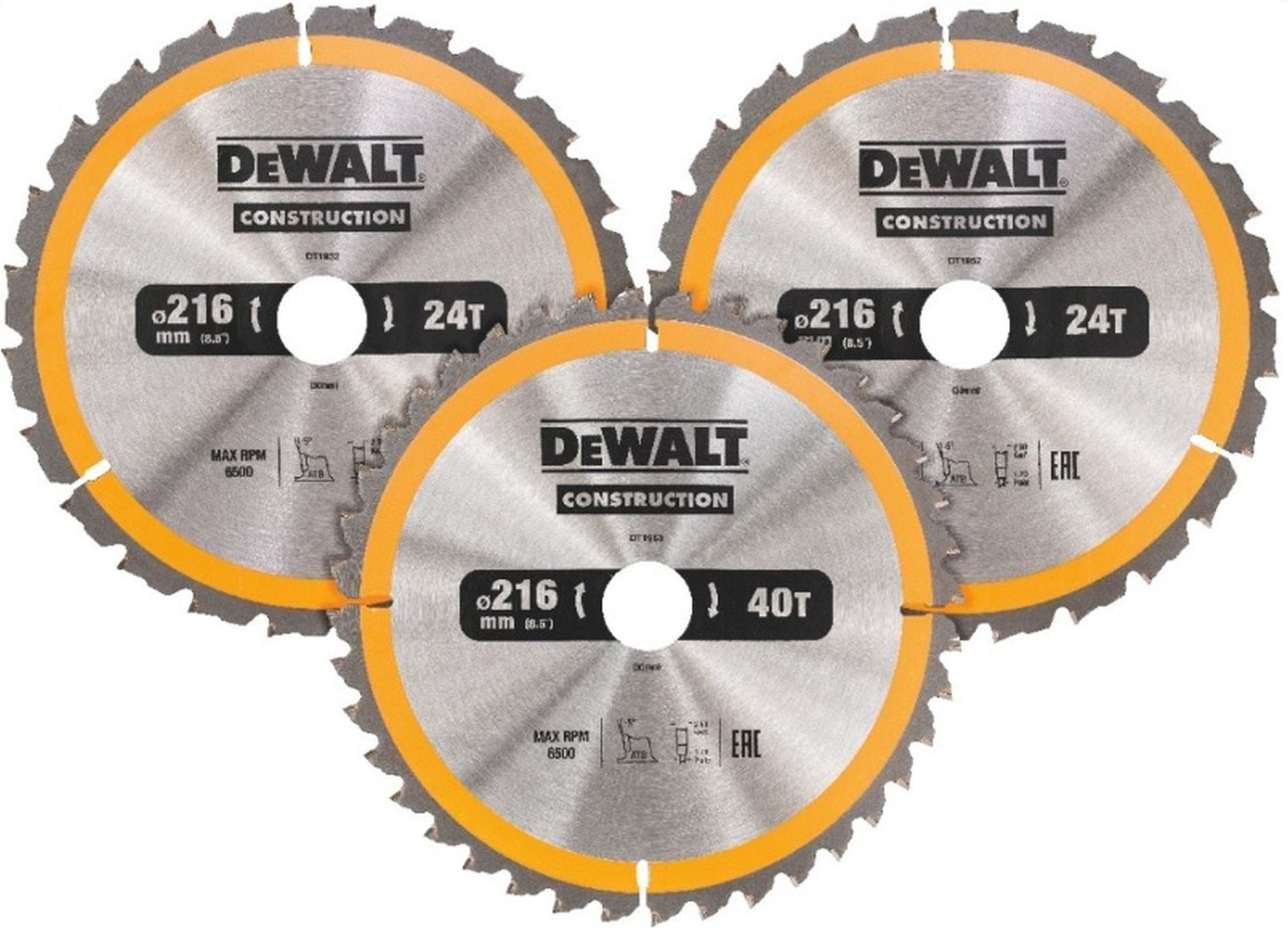 BAZÁR!! DeWALT DT1962 Sada 3 ks pílových kotúčov 216 × 30 mm - POŠKODENÝ OBAL!!!