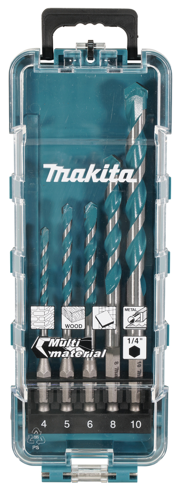 Makita E-16732 sada vrtákov so stopkou 1/4&#039;&#039; šesťhran Multimateriál 5 ks