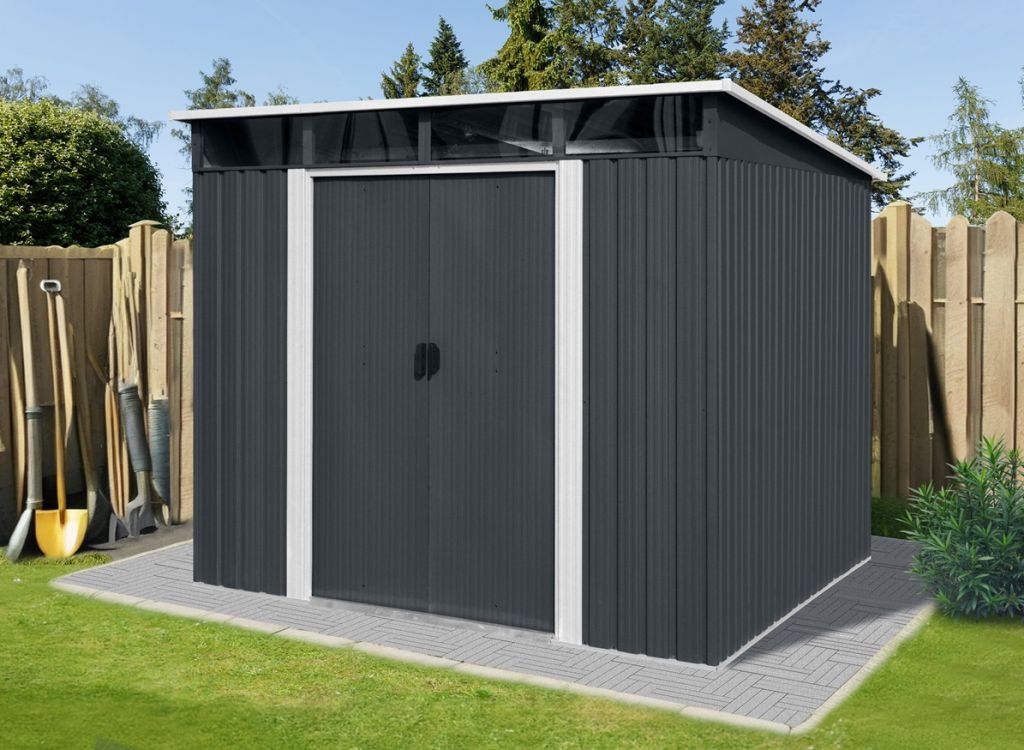 Riwall PRO RMSP 9x8 Anthracite LUX - záhradný domček kovový 2,4 x 2,8 m T-PS0908-A