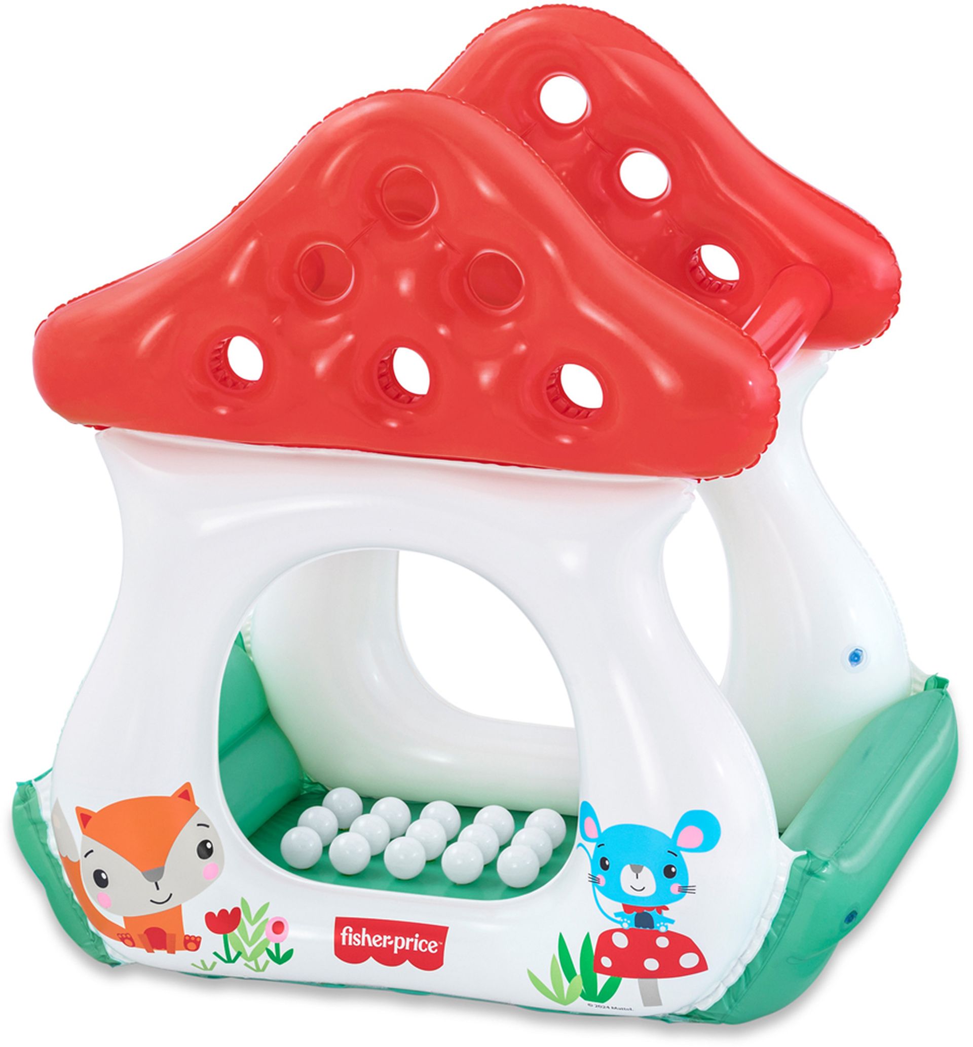 BESTWAY Fisher-Price Nafukovací bazénik v tvare huby s loptičkami 107 x 97 x 110 cm 93570