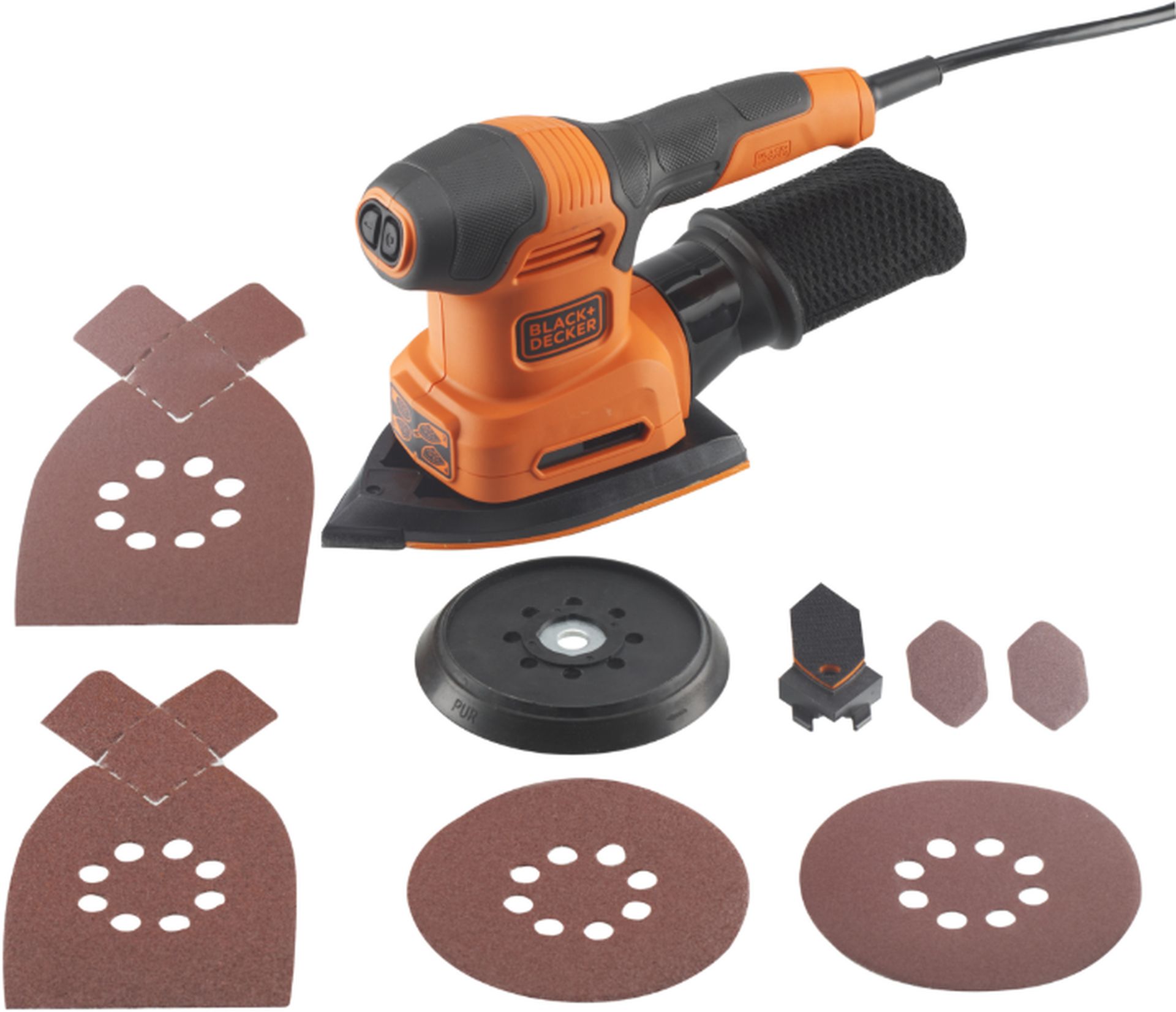 Black &amp; Decker BEW200 Viacúčelová vibračná a excentrická multi brúska 200W 4v1